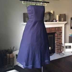 J CREW • Strapless textured navy dress